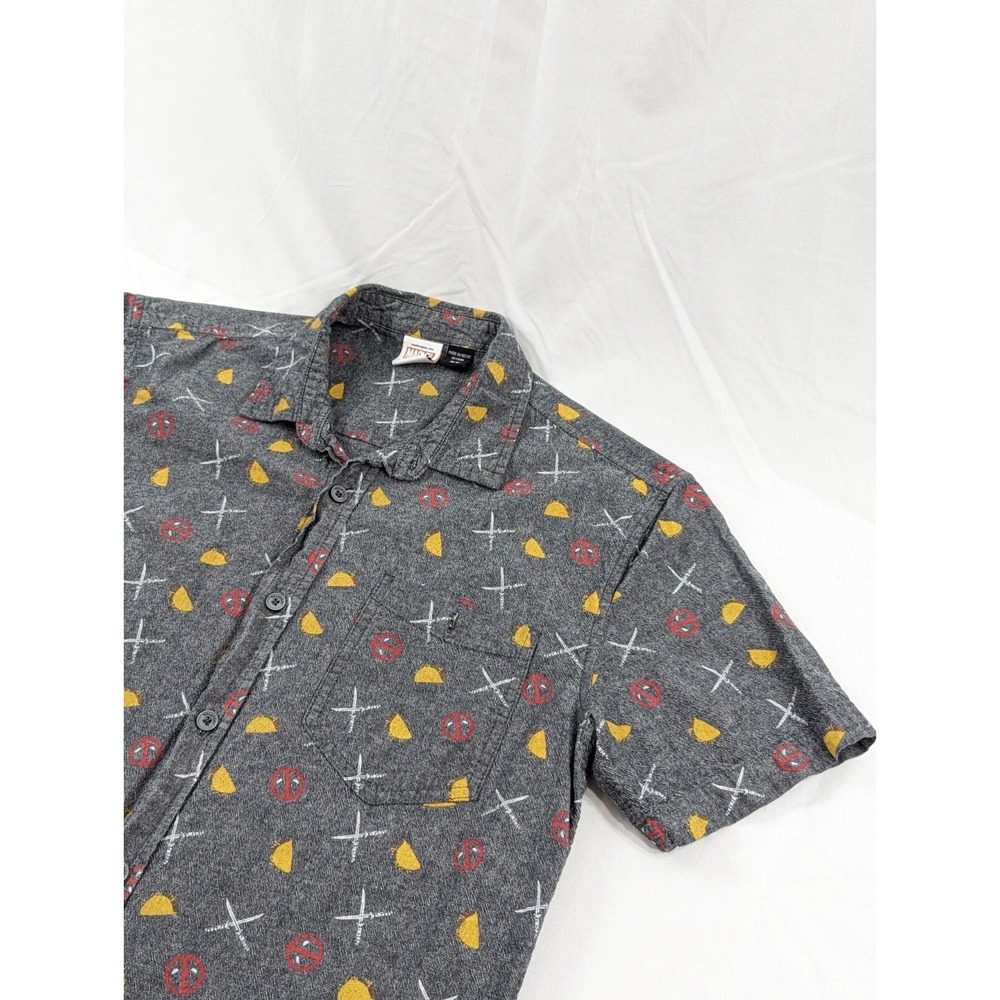 Marvel DEADPOOL Men's Button Down Shirt M Pre-owned Tacos & Swords Fabric